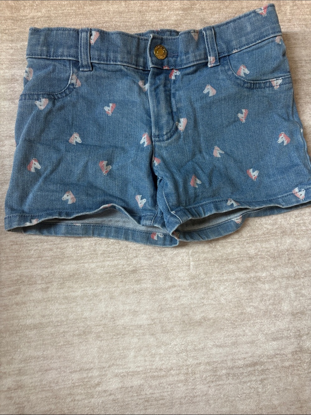 Light Blue Jean shorts w/ Horse Design By Carter’s Size 7